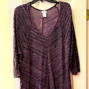 AVENUE Black and purple swing tunic sweater